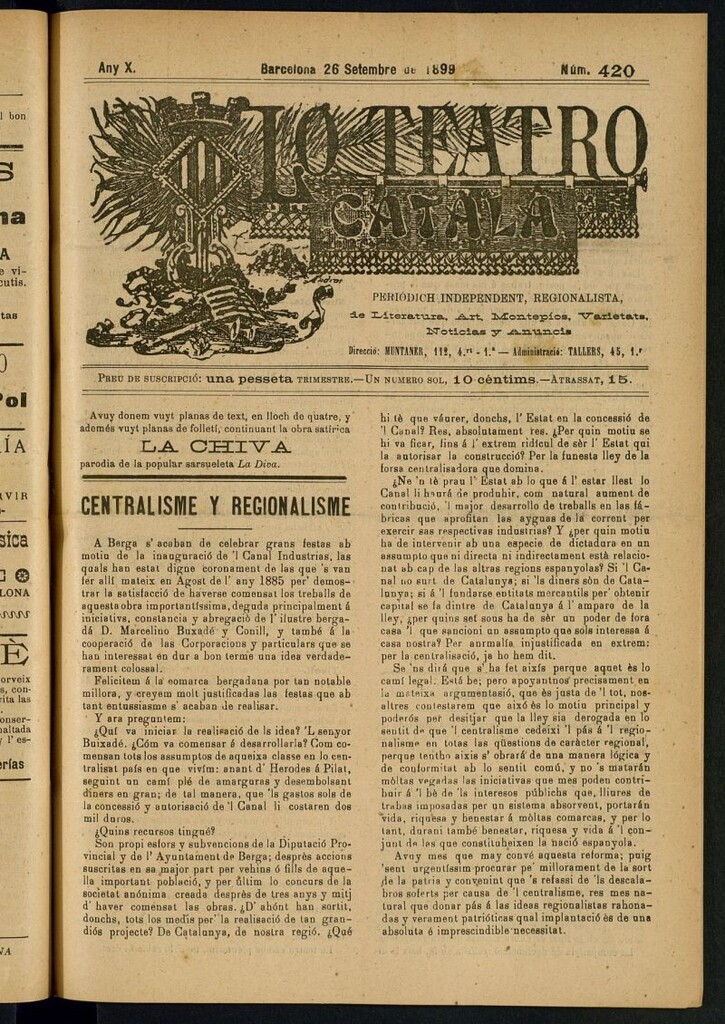 Miniatura de Lo Teatro Catalá del 26 de setembre de 1899