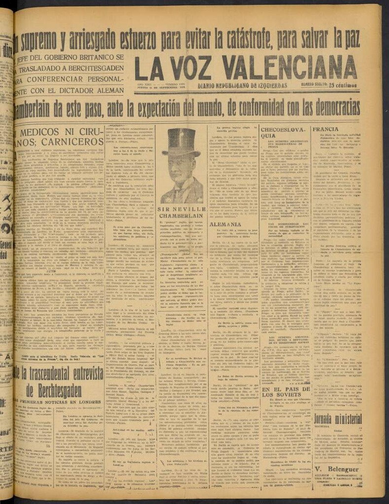 Miniatura de La Voz Valenciana del 15 de septiembre de 1938