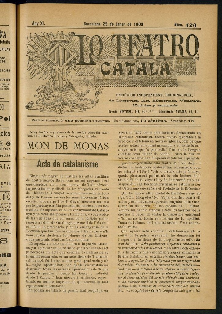 Miniatura de Lo Teatro Catalá del 25 de janer de 1900