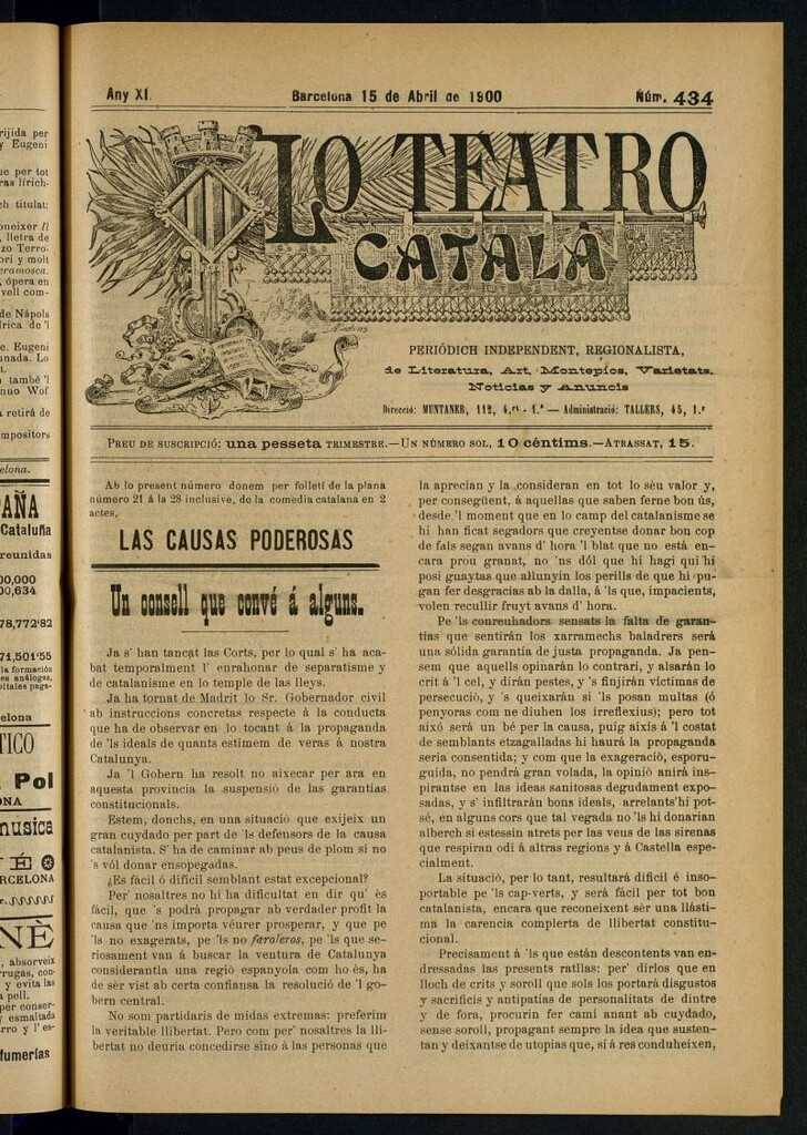 Miniatura de Lo Teatro Catalá del 15 de abril de 1900