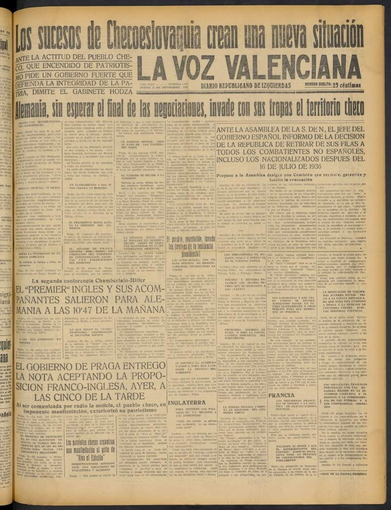 Miniatura de La Voz Valenciana del 22 de septiembre de 1938