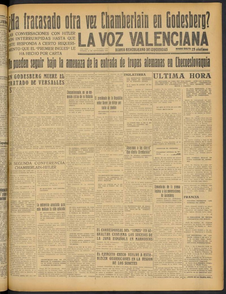 Miniatura de La Voz Valenciana del 23 de septiembre de 1938