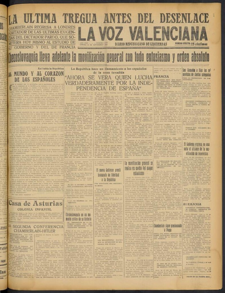 Miniatura de La Voz Valenciana del 24 de septiembre de 1938