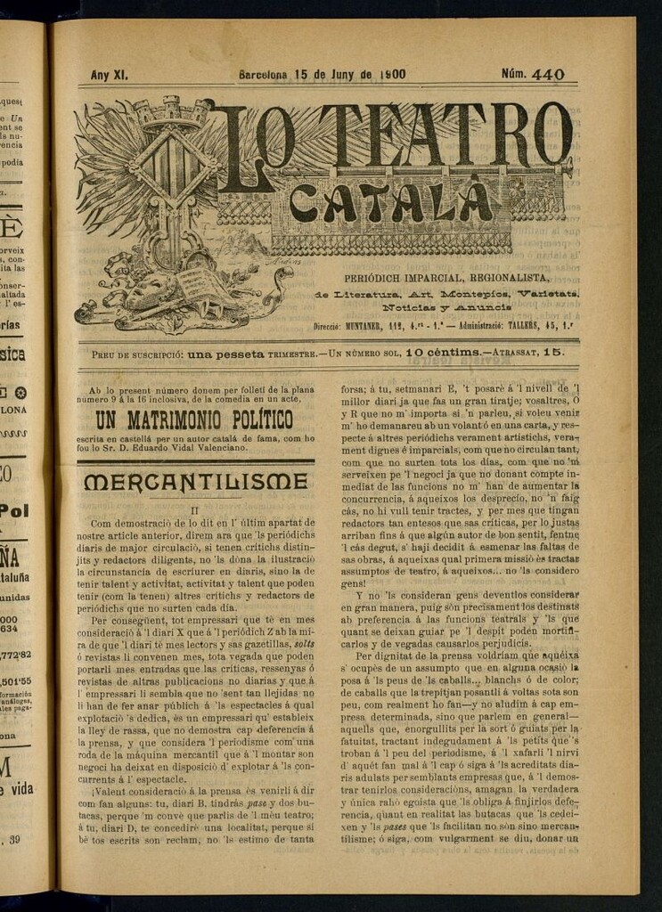 Miniatura de Lo Teatro Catalá del 15 de juny de 1900