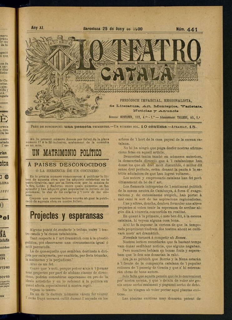 Miniatura de Lo Teatro Catalá del 25 de juny de 1900