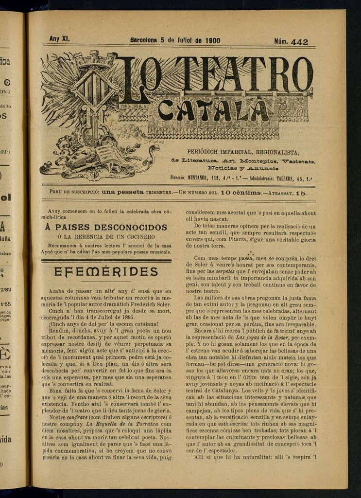 Miniatura de Lo Teatro Catalá del 5 de juliol de 1900