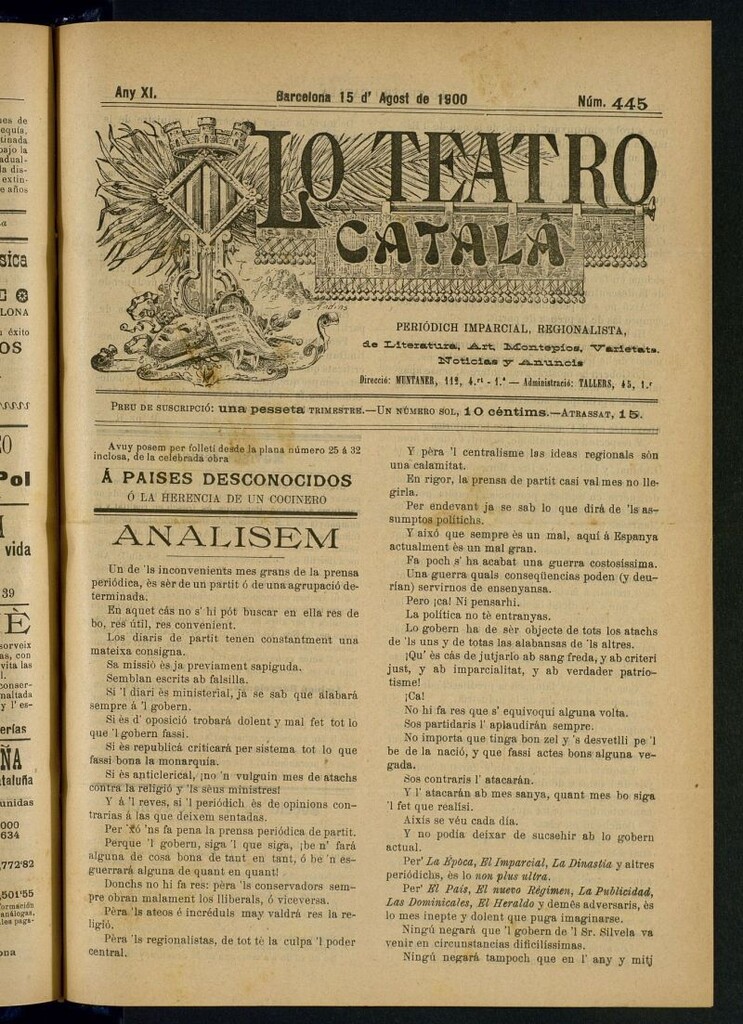 Miniatura de Lo Teatro Catalá del 15 de agost de 1900