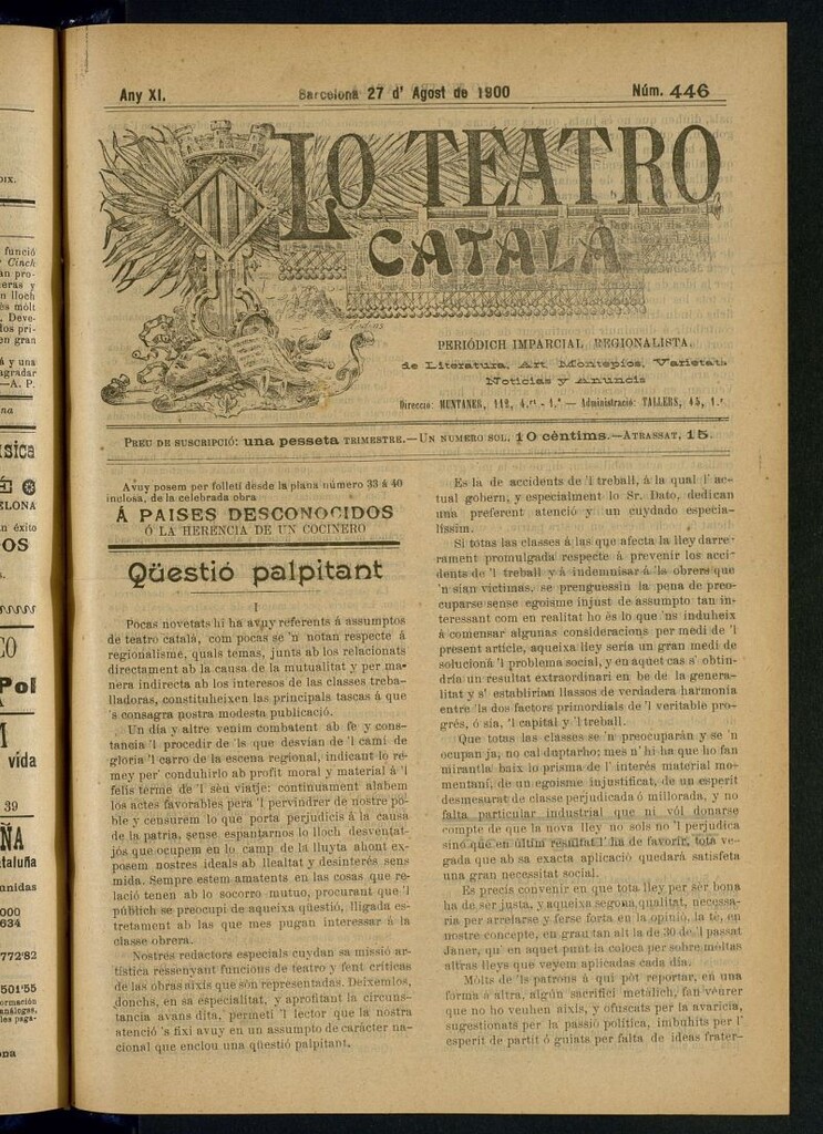 Miniatura de Lo Teatro Catalá del 27 de agots de 1900