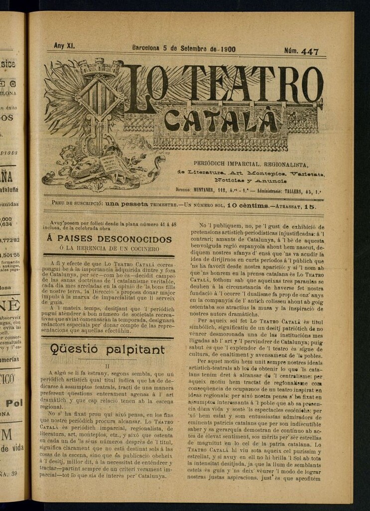 Miniatura de Lo Teatro Catalá del 5 de setembre de 1900