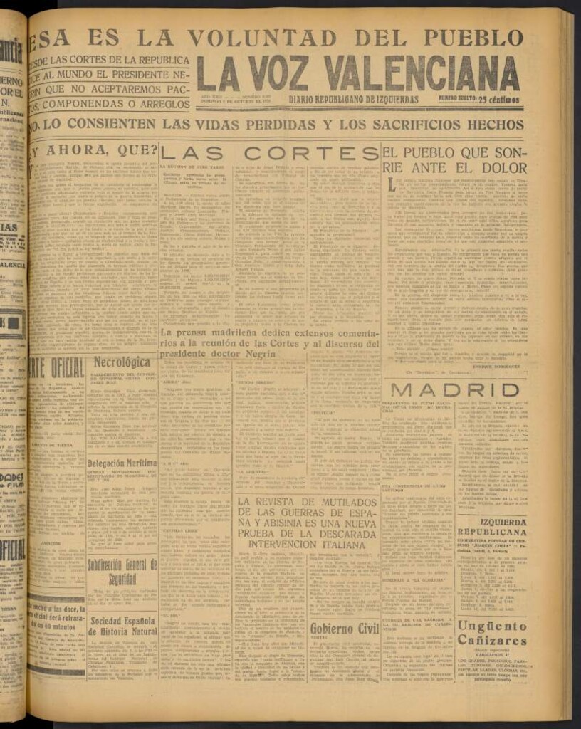 Miniatura de La Voz Valenciana del 2 de octubre de 1938