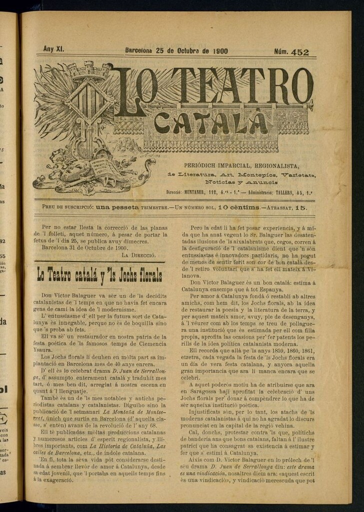 Miniatura de Lo Teatro Catalá del 25 de octubre de 1900