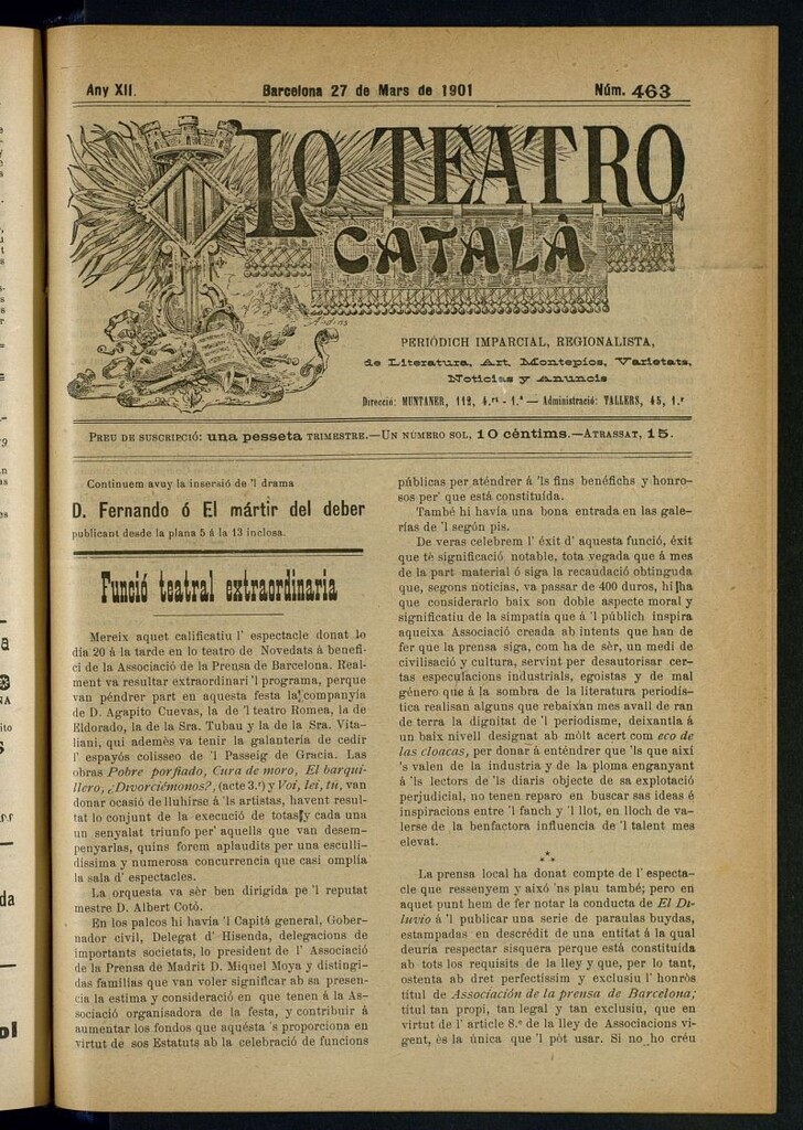 Miniatura de Lo Teatro Catalá del 27 de mars de 1901