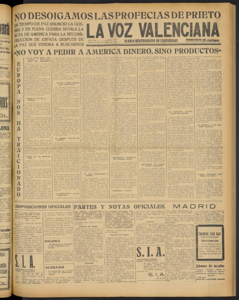 Miniatura de La Voz Valenciana del 10 de octubre de 1938