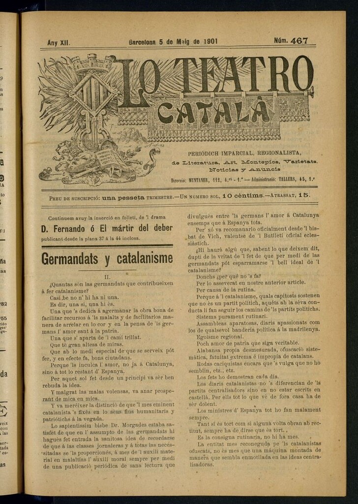 Miniatura de Lo Teatro Catalá del 5 de maig de 1901