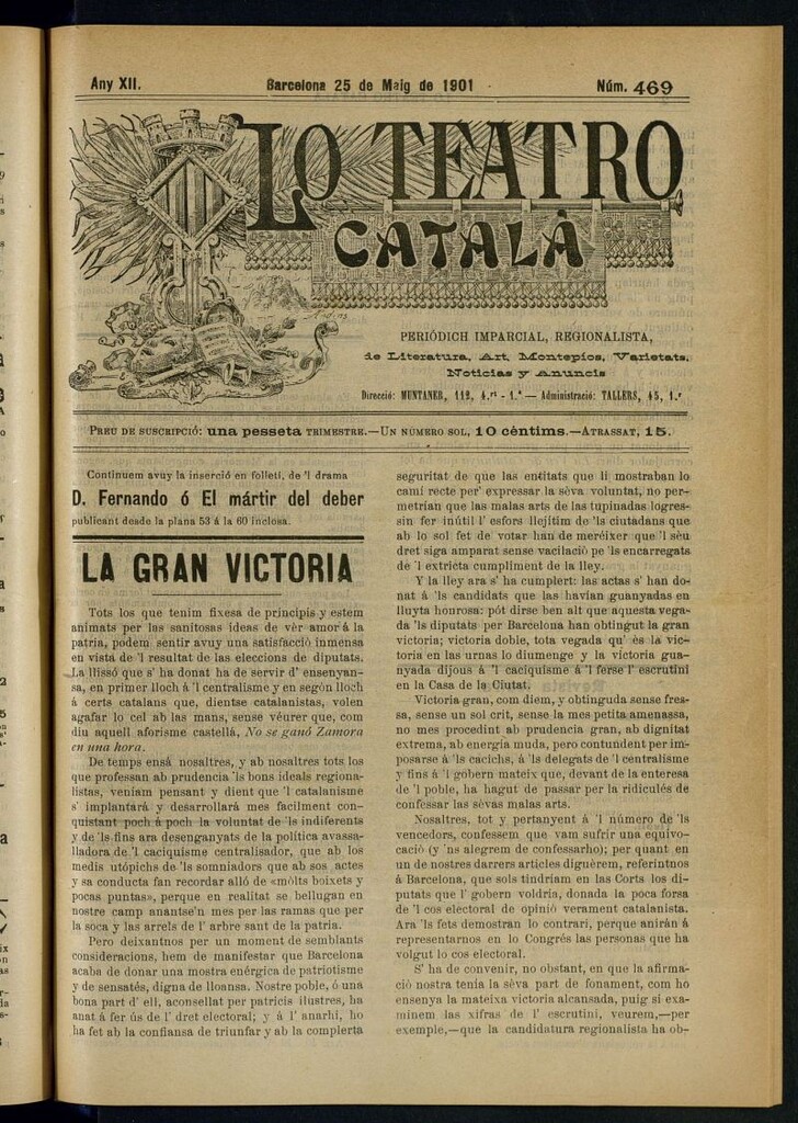 Miniatura de Lo Teatro Catalá del 25 de maig de 1901