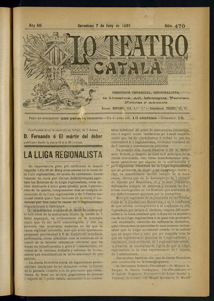 Miniatura de Lo Teatro Catalá del 7 de juny de 1901