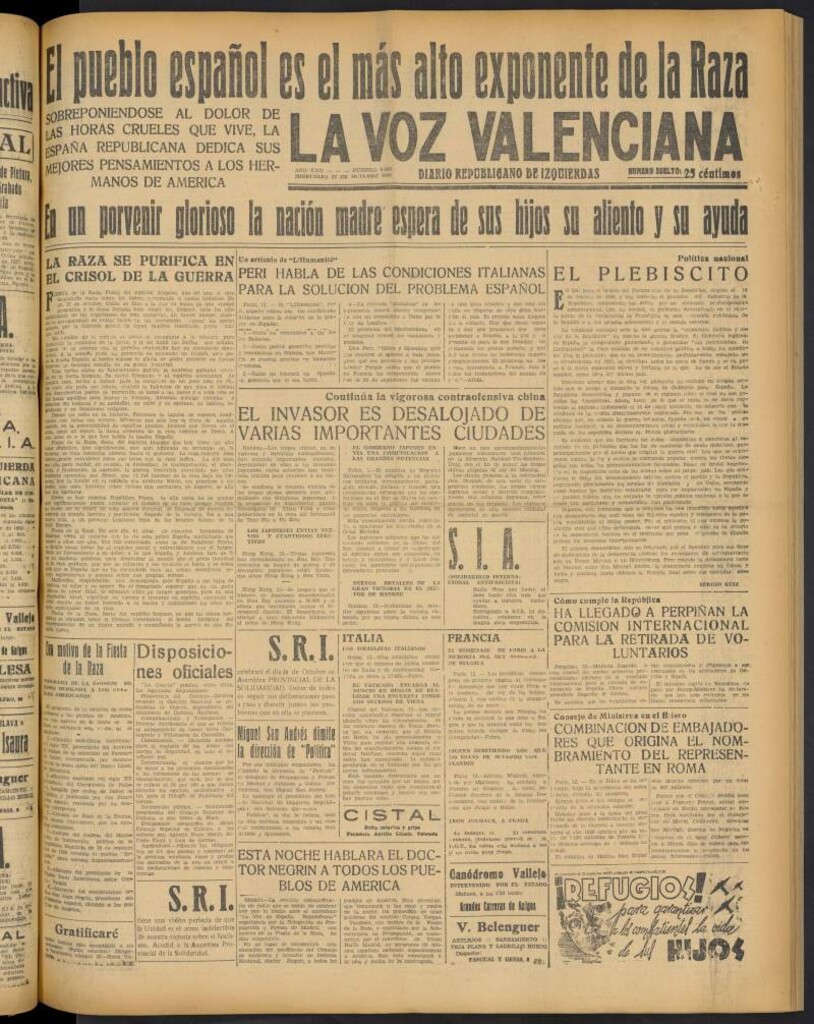 Miniatura de La Voz Valenciana del 12 de octubre de 1938