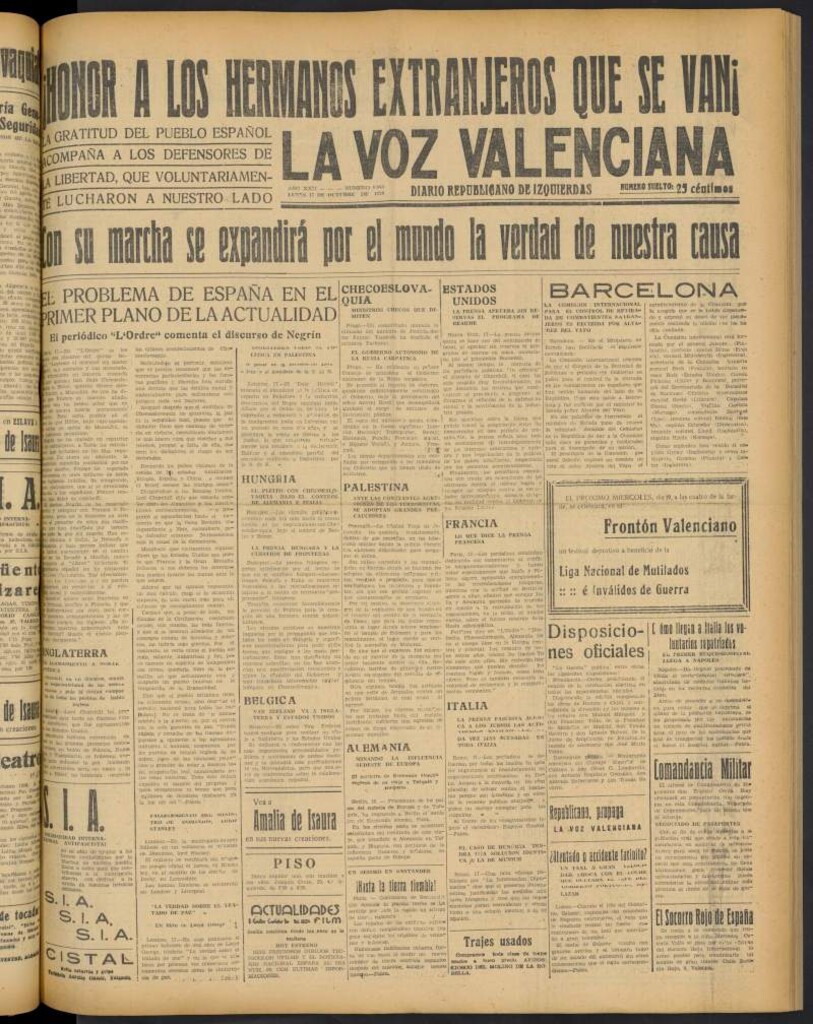 Miniatura de La Voz Valenciana del 17 de octubre de 1938