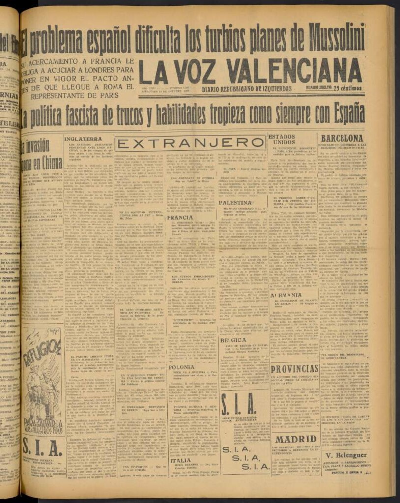 Miniatura de La Voz Valenciana del 19 de octubre de 1938