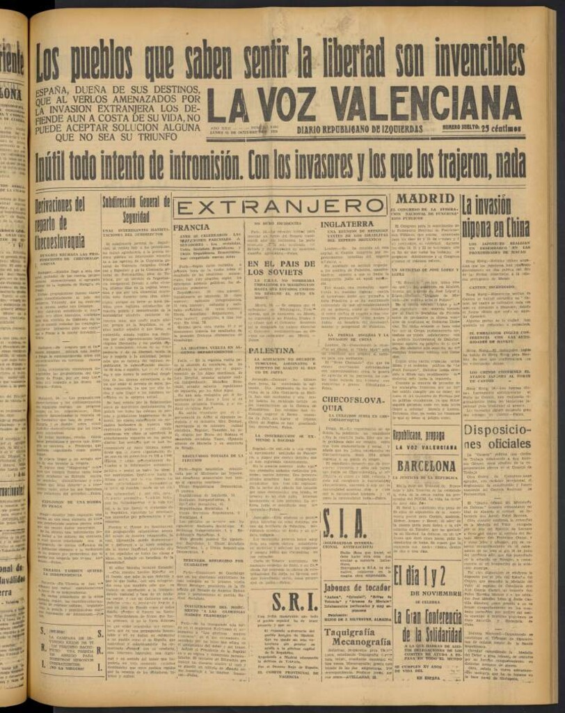 Miniatura de La Voz Valenciana del 24 de octubre de 1938