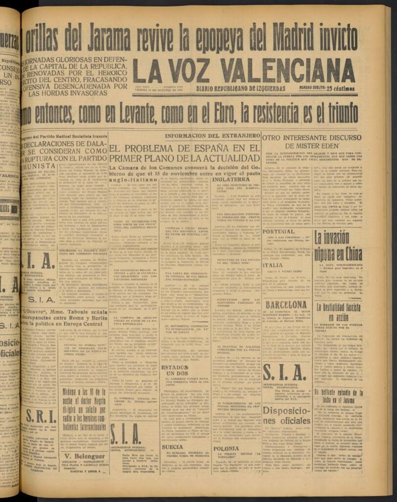 Miniatura de La Voz Valenciana del 28 de octubre de 1938