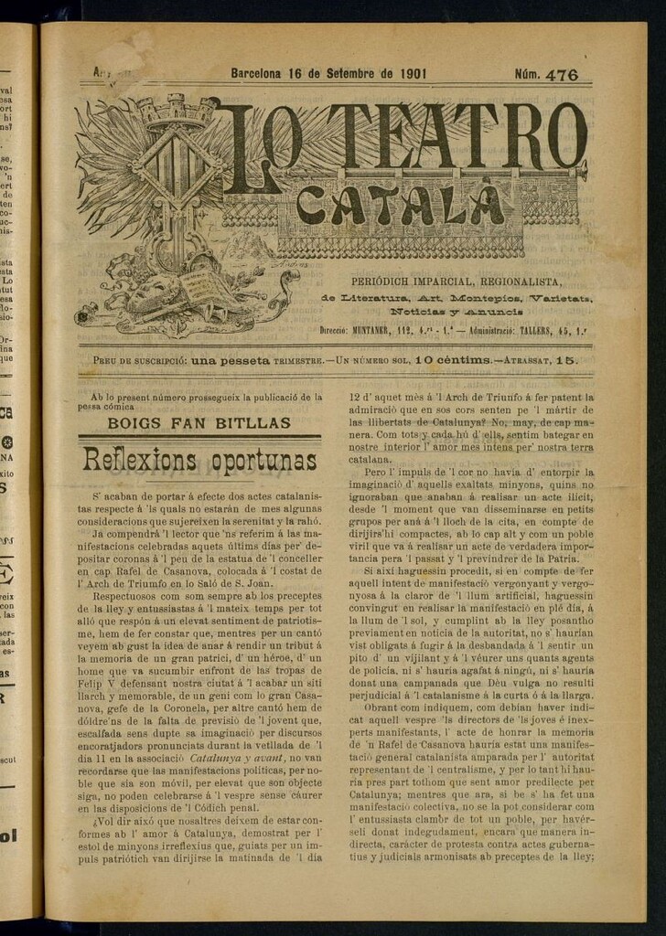 Miniatura de Lo Teatro Catalá del 16 de setembre de 1901