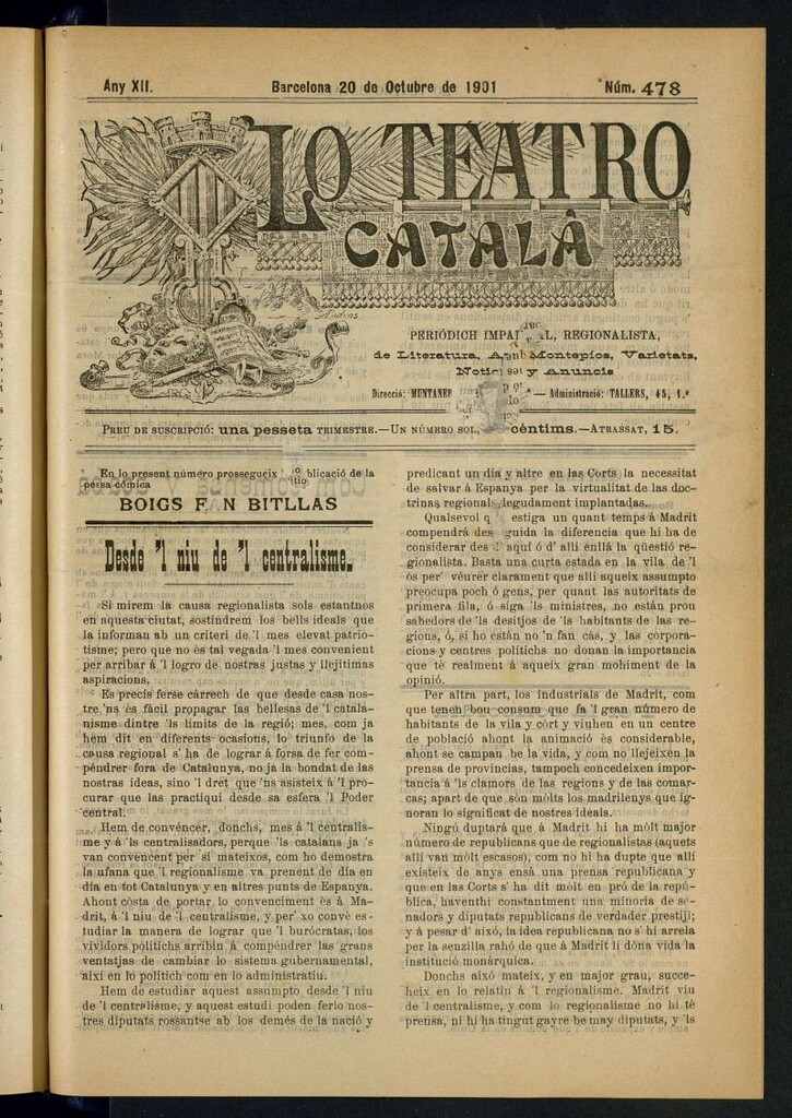 Miniatura de Lo Teatro Catalá del 20 de octubre de 1901