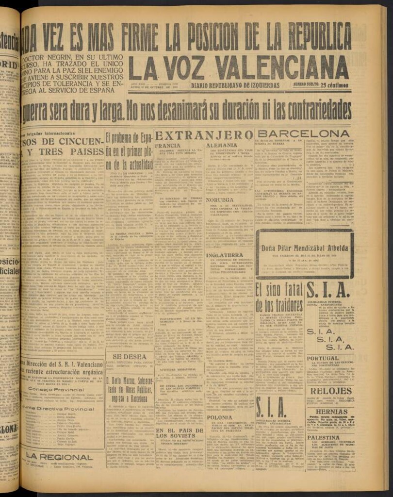 Miniatura de La Voz Valenciana del 31 de octubre de 1938
