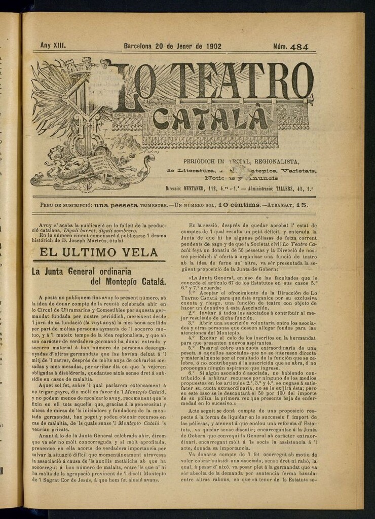 Miniatura de Lo Teatro Catalá del 20 de jener de 1902