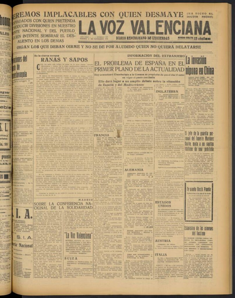 Miniatura de La Voz Valenciana del 1 de noviembre de 1938