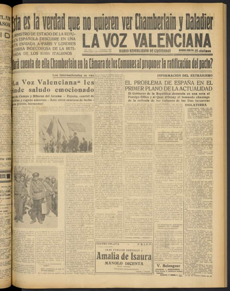 Miniatura de La Voz Valenciana del 2 de noviembre de 1938