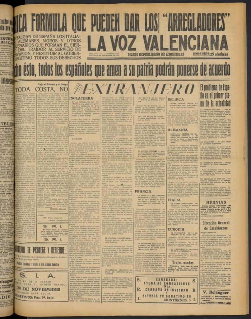 Miniatura de La Voz Valenciana del 10 de noviembre de 1938