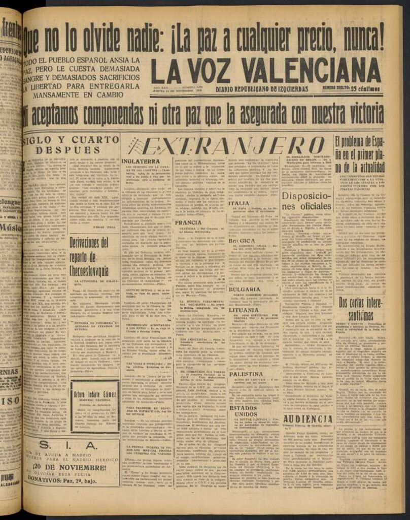 Miniatura de La Voz Valenciana del 15 de noviembre de 1938