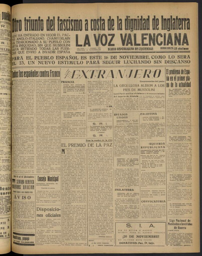 Miniatura de La Voz Valenciana del 16 de noviembre de 1938