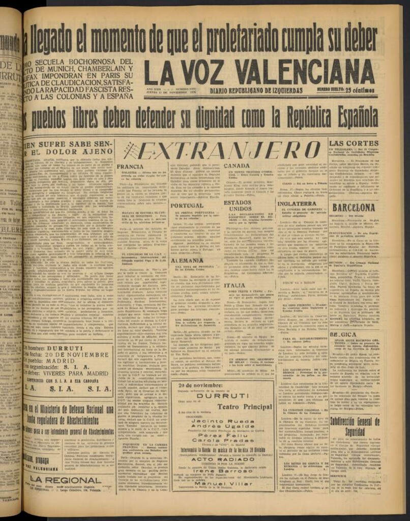 Miniatura de La Voz Valenciana del 17 de noviembre de 1938