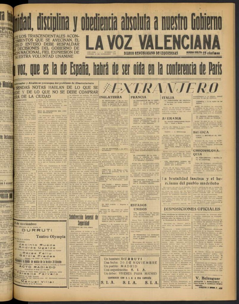 Miniatura de La Voz Valenciana del 19 de noviembre de 1938