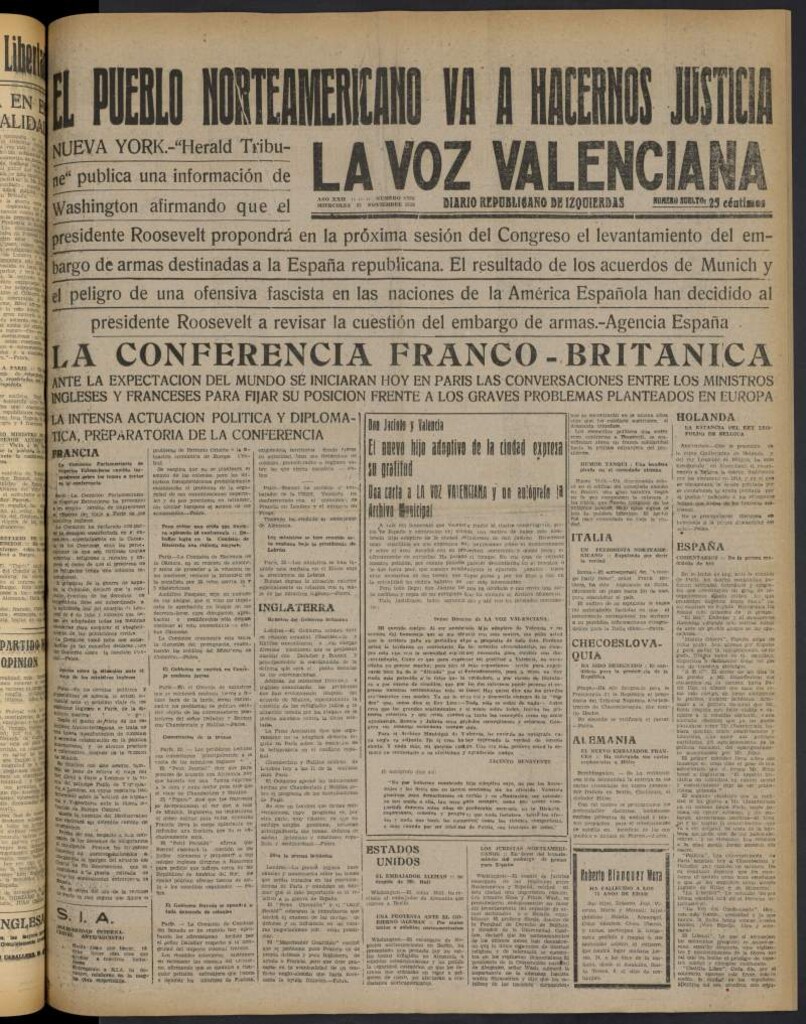 Miniatura de La Voz Valenciana del 23 de noviembre de 1938