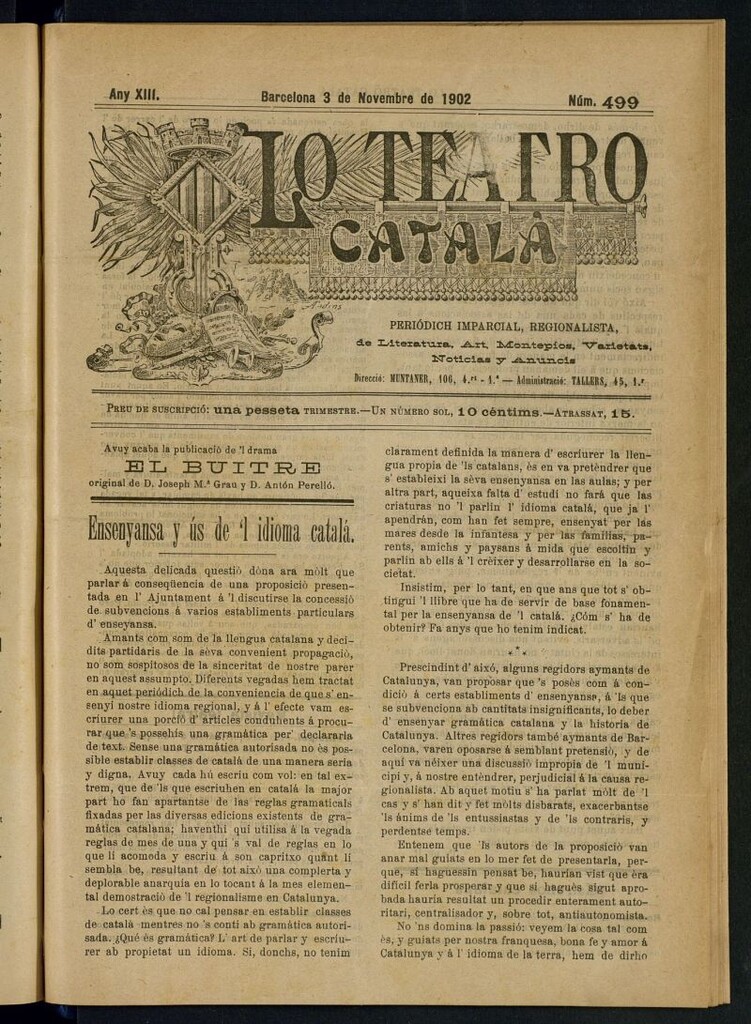 Miniatura de Lo Teatro Catalá 3 de novembre de 1902