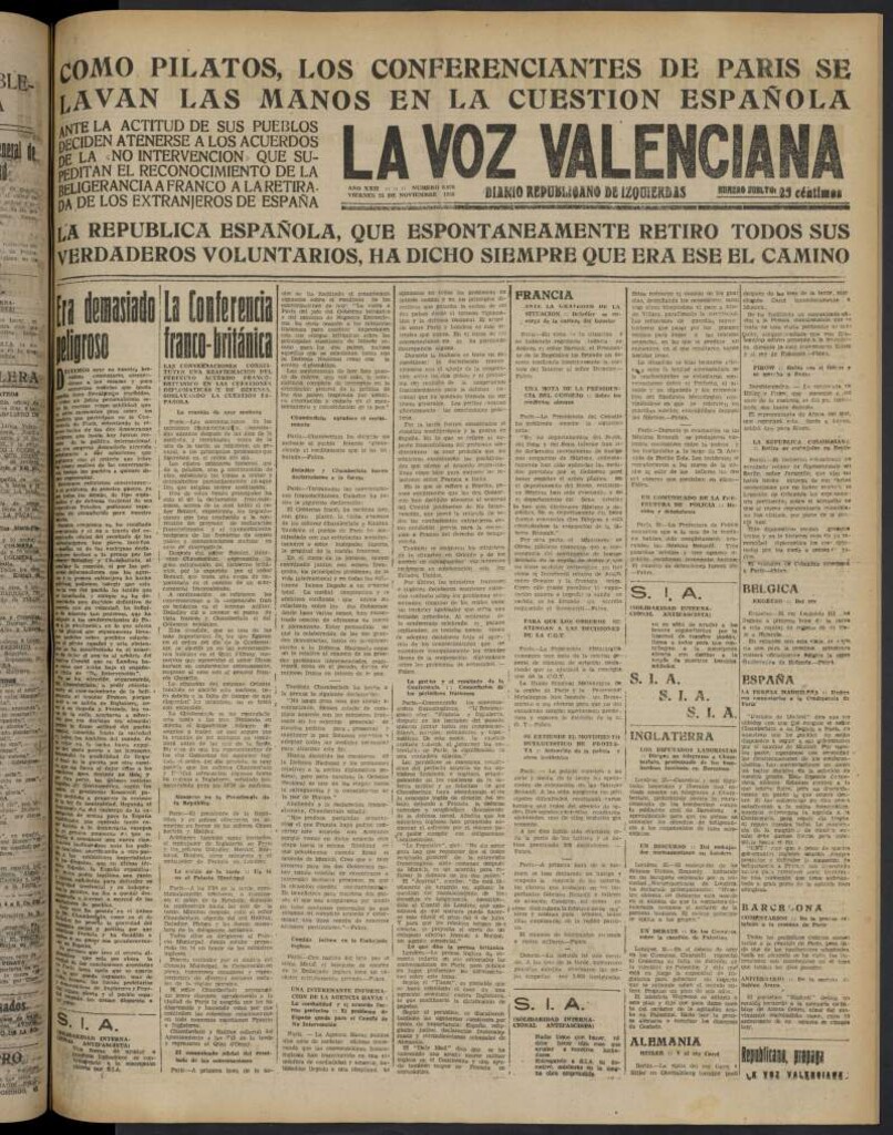 Miniatura de La Voz Valenciana del 25 de noviembre de 1938