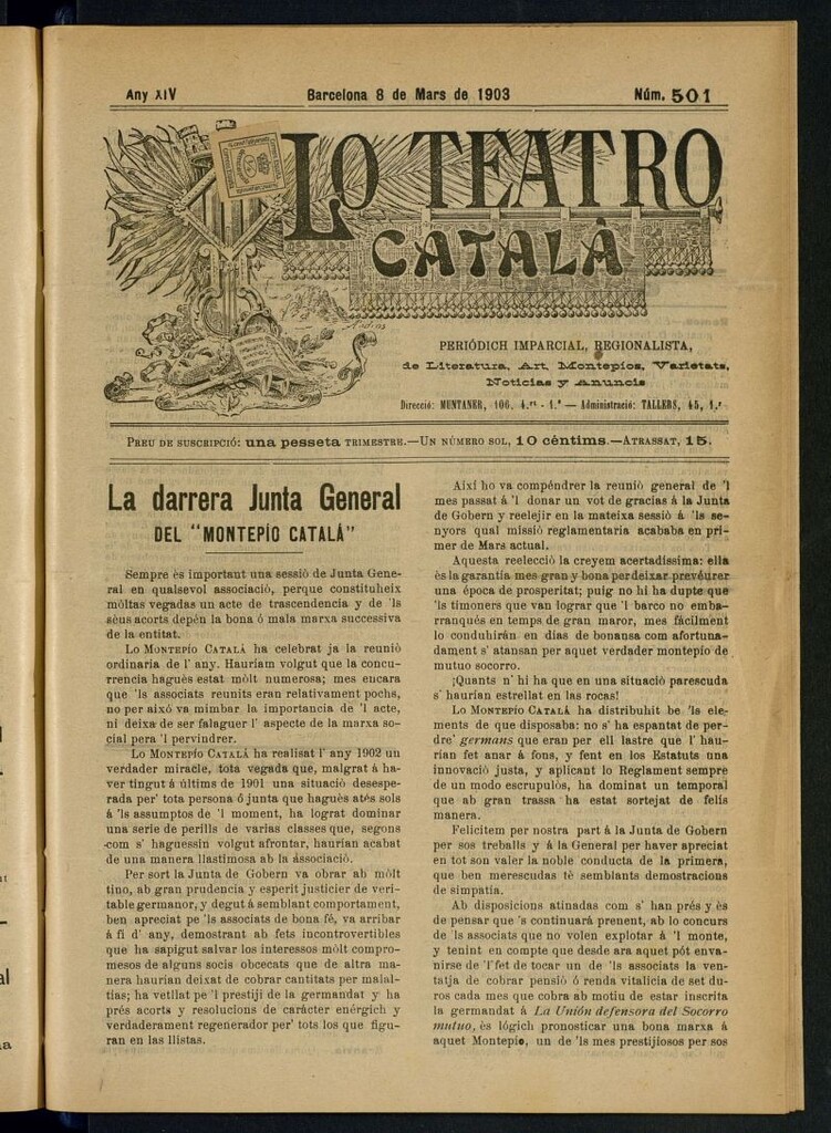 Miniatura de Lo Teatro Catalá del 8 de mars de 1903