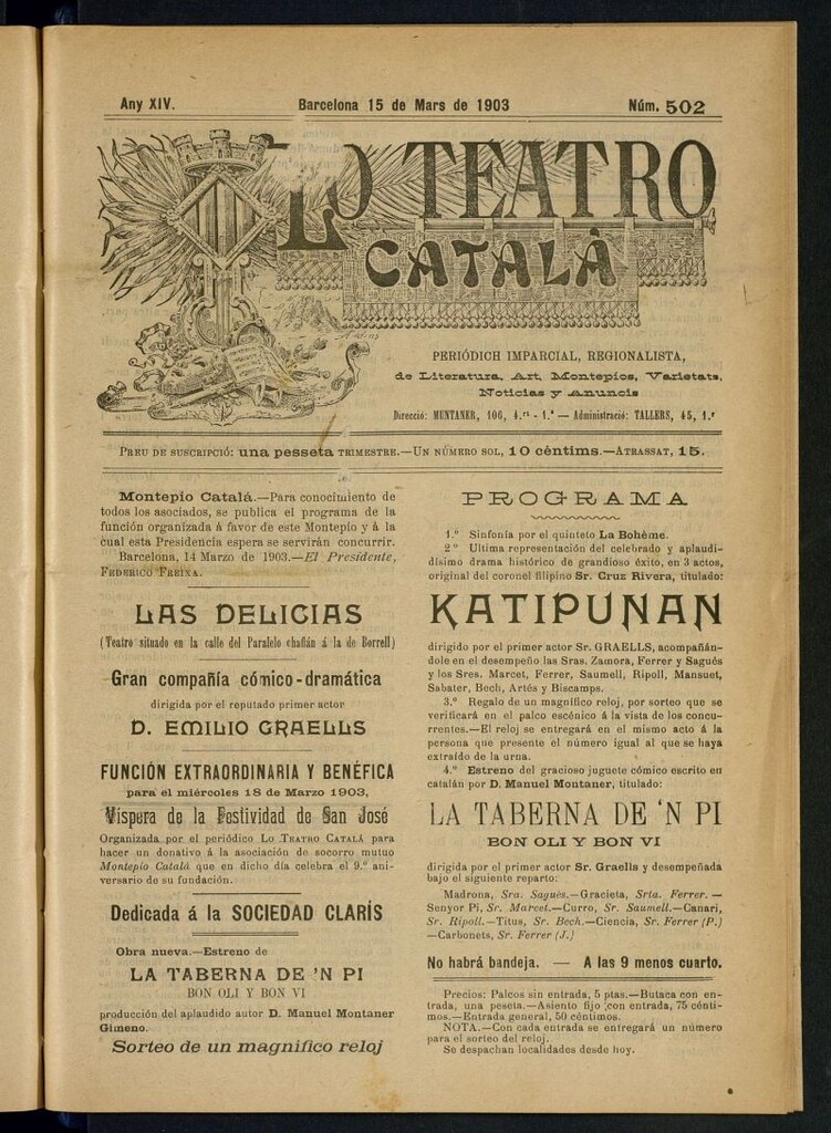 Miniatura de Lo Teatro Catalá del 15 de mars de 1903