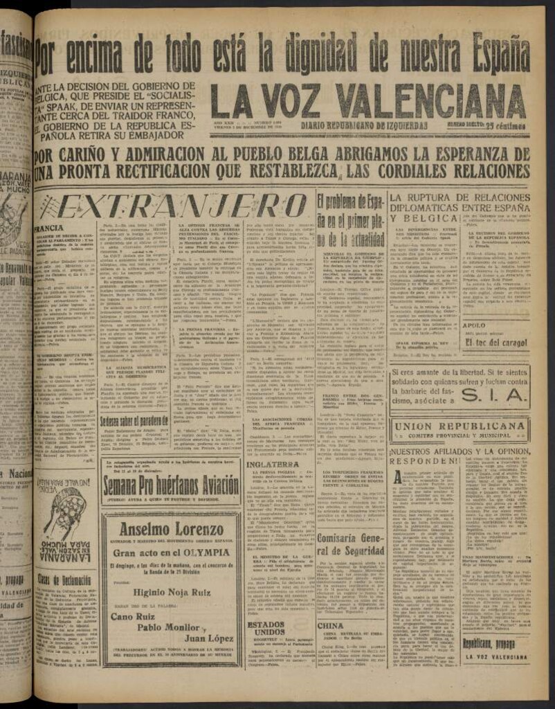Miniatura de La Voz Valenciana del 2 de diciembre de 1938