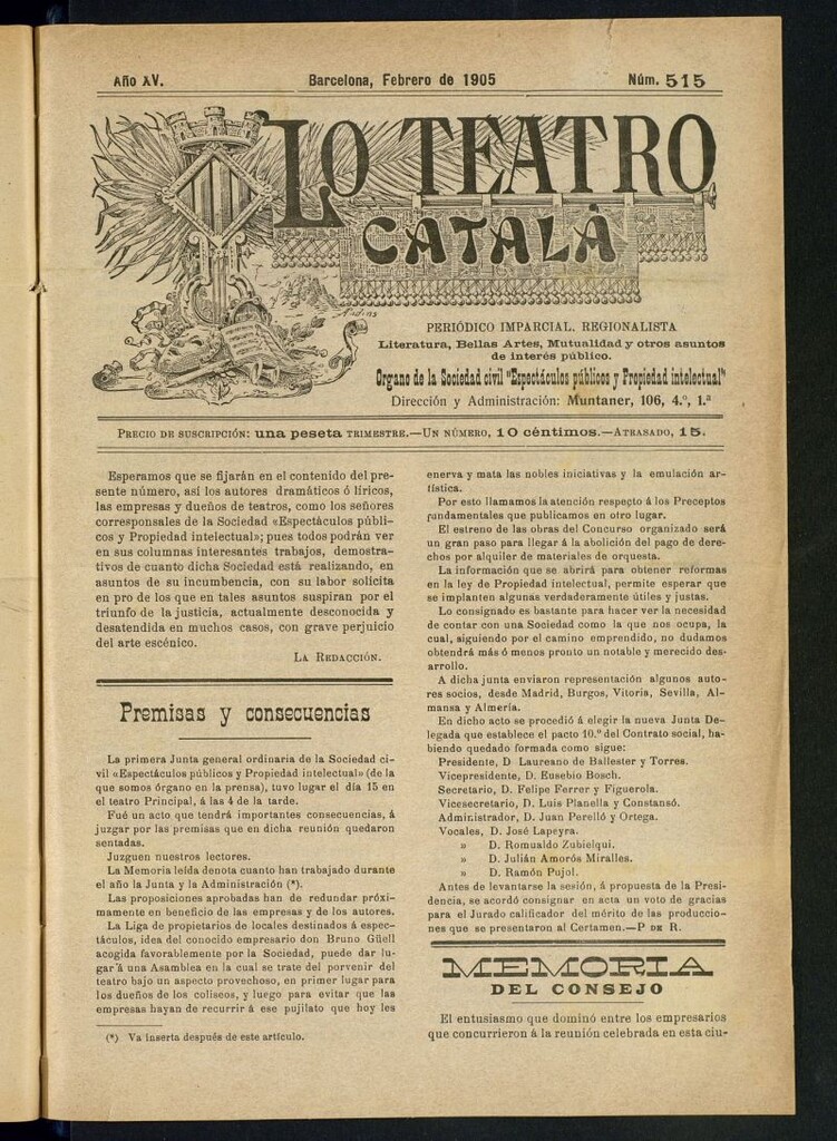Miniatura de Lo Teatro Catalá de febrero de 1905