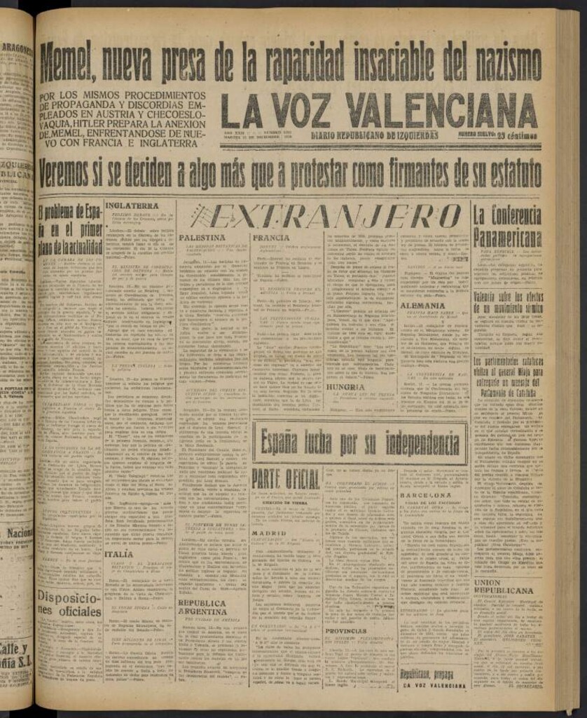 Miniatura de La Voz Valenciana del 13 de diciembre de 1938
