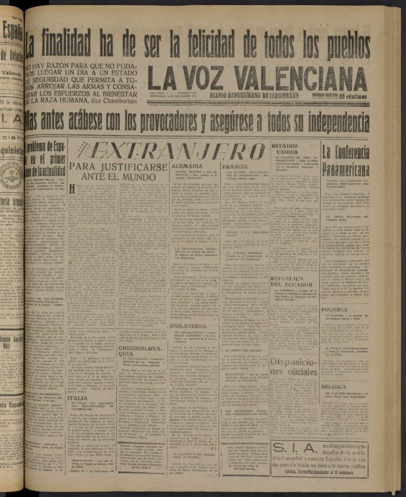 Miniatura de La Voz Valenciana del 14 de diciembre de 1938