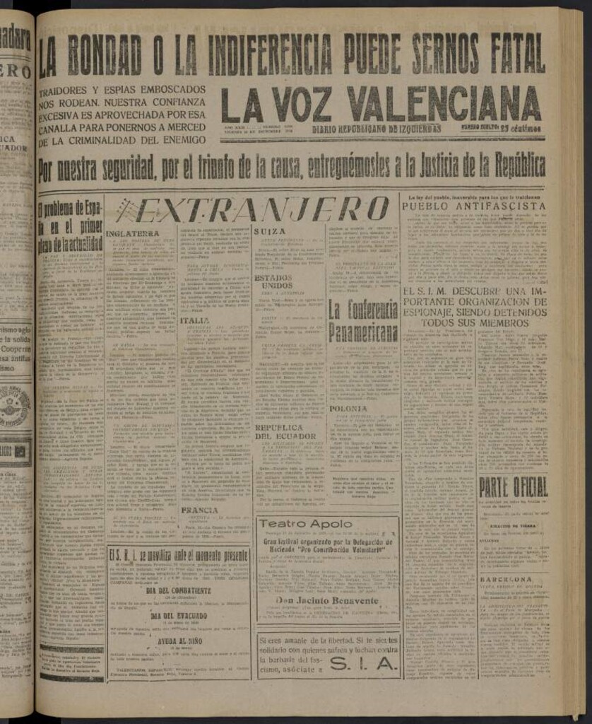Miniatura de La Voz Valenciana del 16 de diciembre de 1938