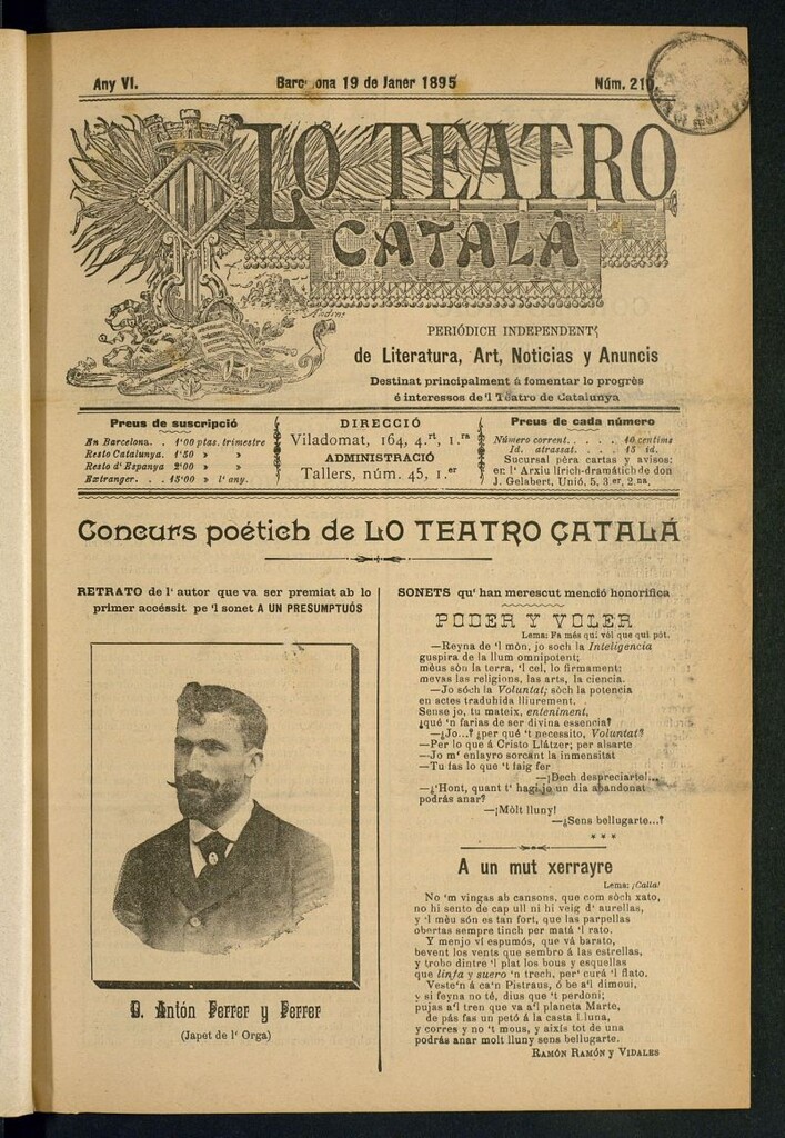Miniatura de Lo Teatro Catalá del 19 de janer de 1895