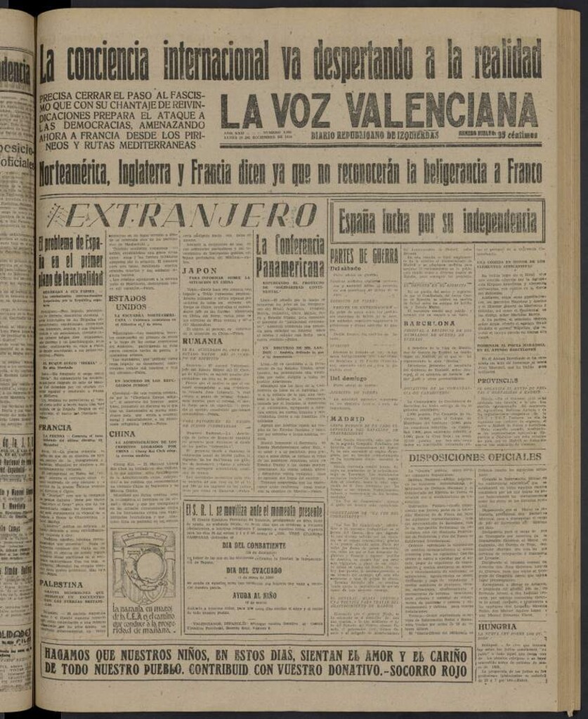 Miniatura de La Voz Valenciana del 19 de diciembre de 1938
