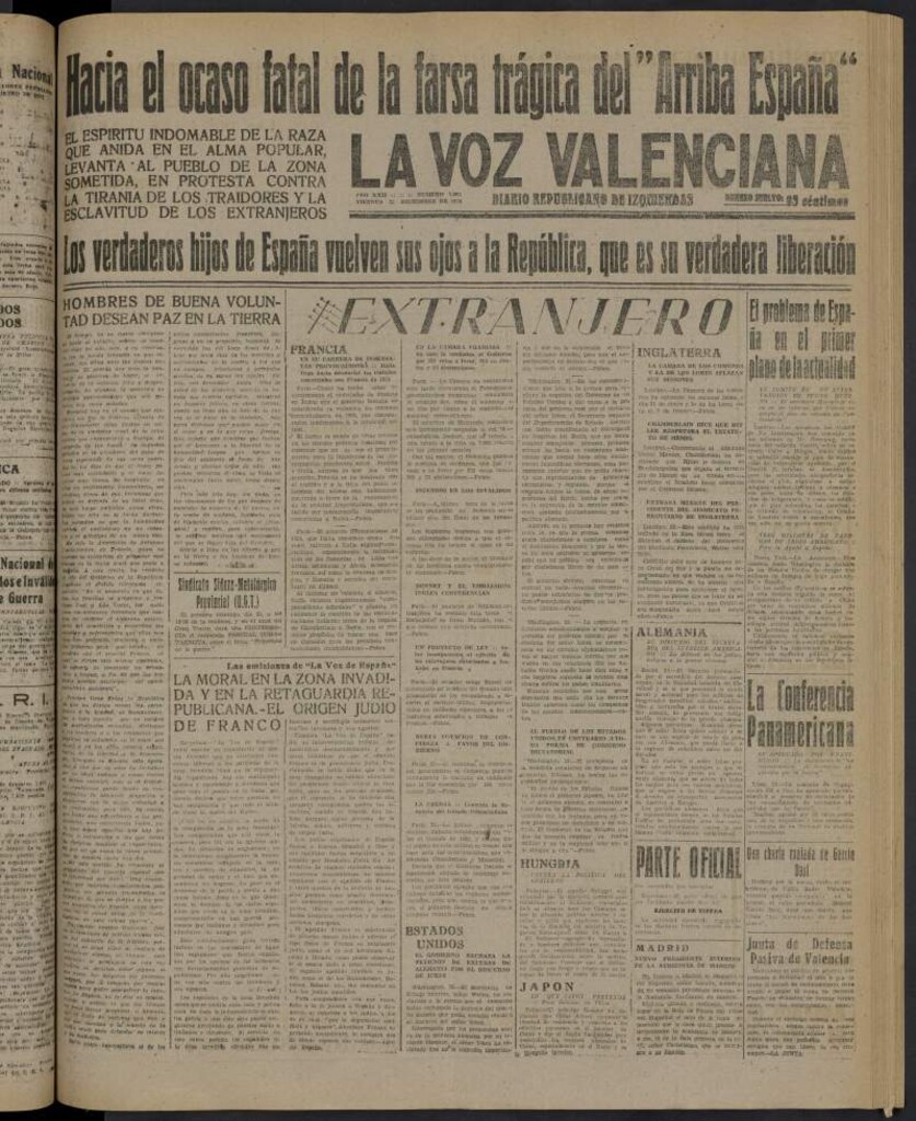 Miniatura de La Voz Valenciana del 23 de diciembre de 1938