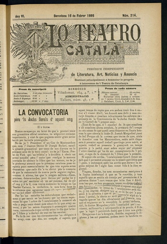 Miniatura de Lo Teatro Catalá del 16 de febrer de 1895